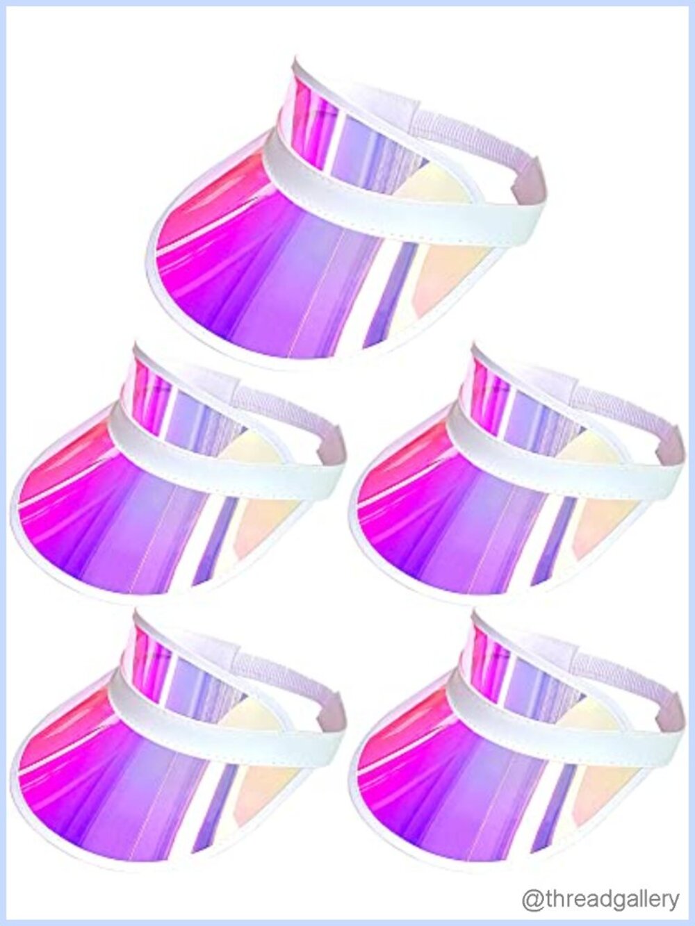 5 Pack Sun Visors Women Clear Plastic Retro Adjustable Elastic Band